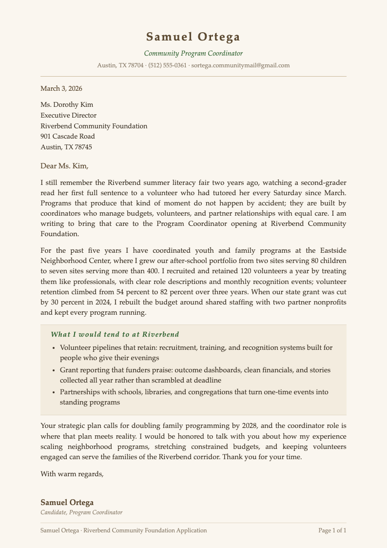 Warm beige correspondence cover letter